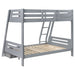 Trisha 2 - drawer Wood Twin Over Full Bunk Bed Grey - Walo Furniture