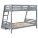 Trisha 2 - drawer Wood Twin Over Full Bunk Bed Grey - Walo Furniture