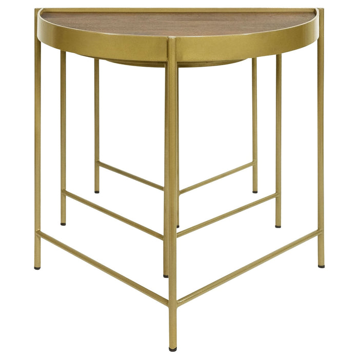 Tristen 3 - Piece Demilune Nesting Table Brown and Gold - Walo Furniture