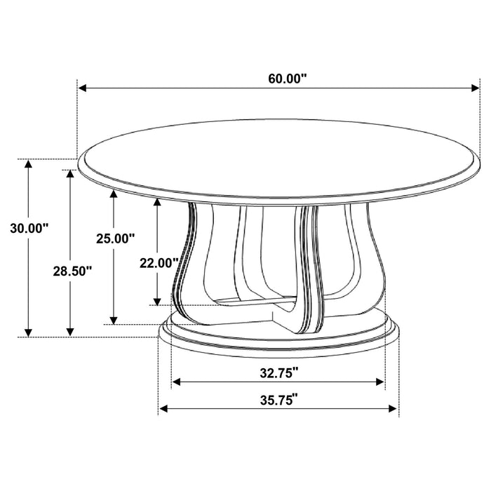 Trofello Round 60 - inch Pedestal Dining Table White Washed - Walo Furniture