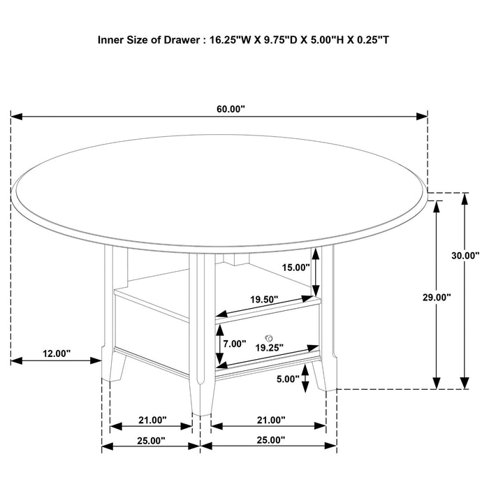 Twyla 5 - piece 60 - inch Round Wood Dining Table Set Dark Cocoa - Walo Furniture