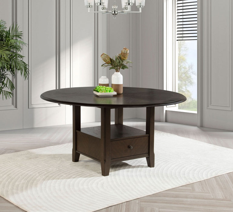 Twyla 60 - inch Round Dining Table with Drawer Dark Cocoa - Walo Furniture