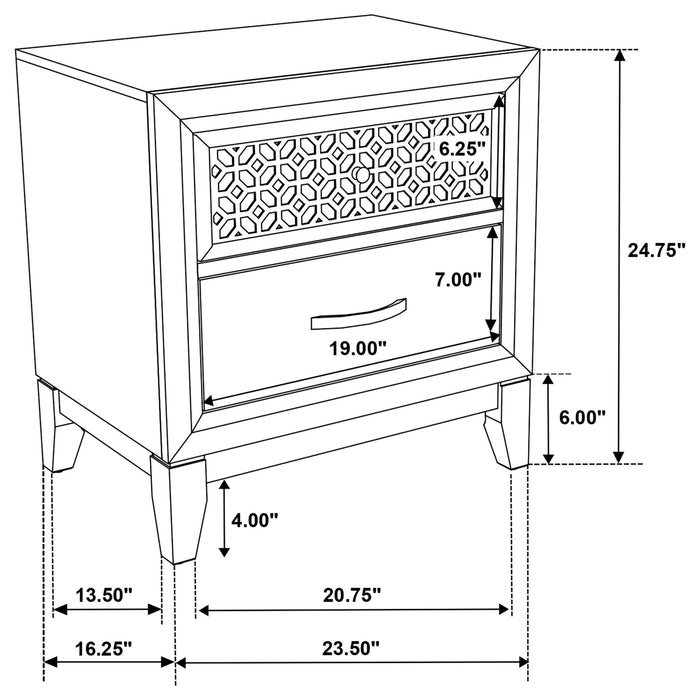 Valencia 2 - drawer Nightstand Black - Walo Furniture