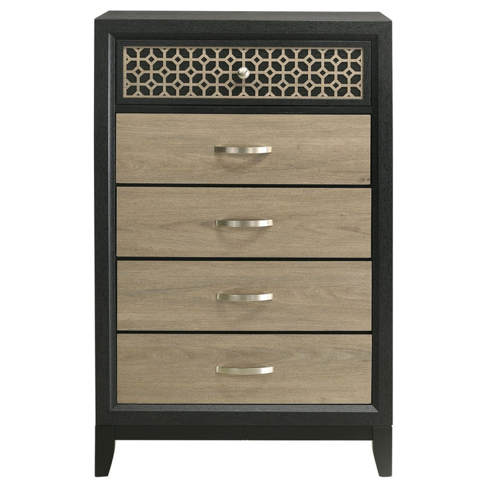 Valencia 5 - drawer Bedroom Chest Black - Walo Furniture