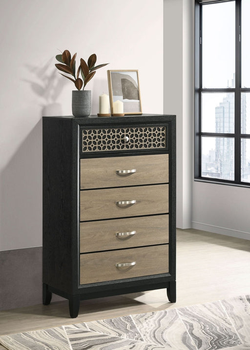 Valencia 5 - drawer Bedroom Chest Black - Walo Furniture