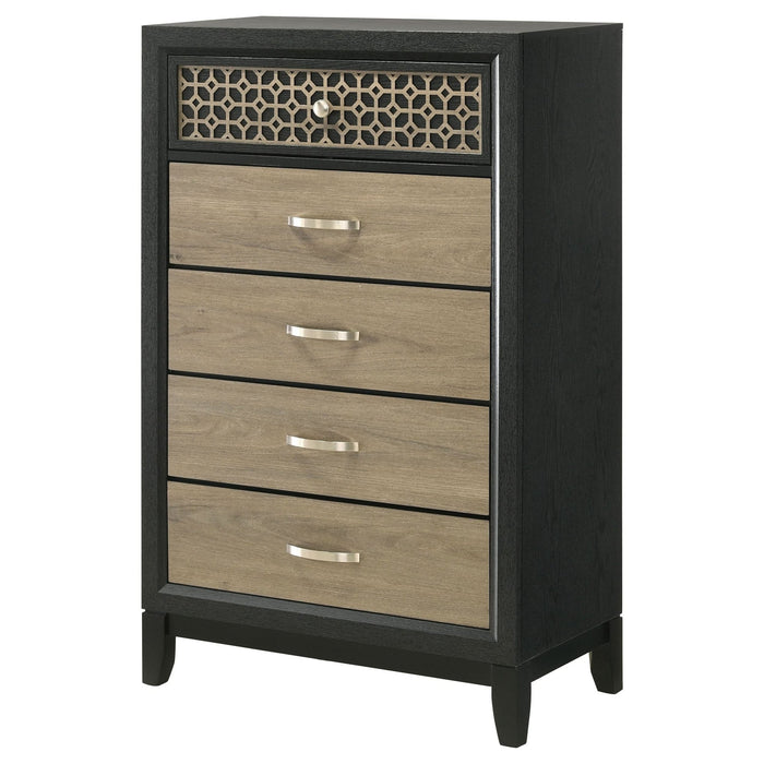 Valencia 5 - drawer Bedroom Chest Black - Walo Furniture