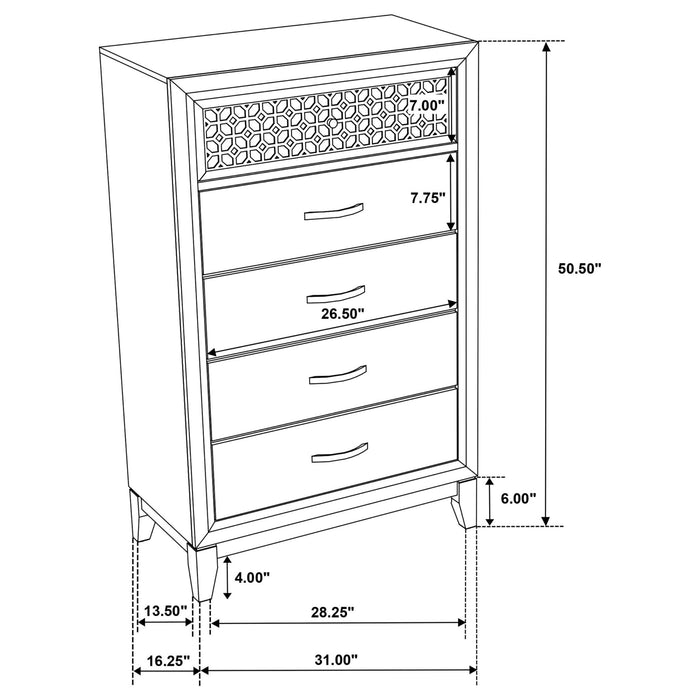 Valencia 5 - drawer Bedroom Chest Black - Walo Furniture