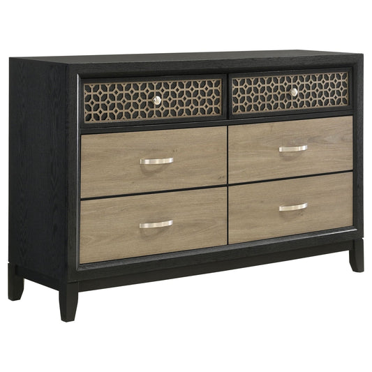 Valencia 6 - drawer Dresser Black - Walo Furniture