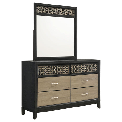 Valencia 6 - drawer Dresser with Mirror Black - Walo Furniture