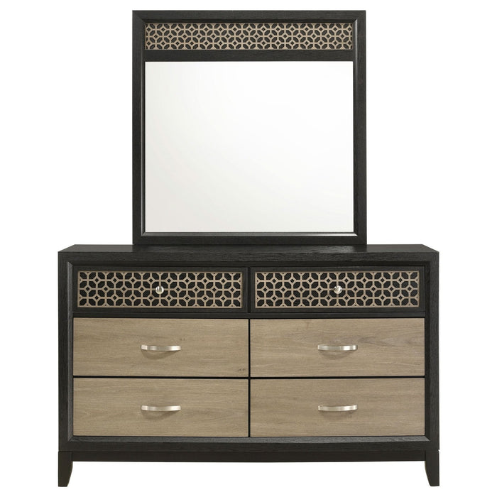 Valencia 6 - drawer Dresser with Mirror Black - Walo Furniture