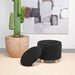 Valia Faux Sheepskin Upholstered Round Storage Ottoman Black - Walo Furniture