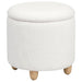 Valia Faux Sheepskin Upholstered Round Storage Ottoman Ivory - Walo Furniture