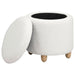 Valia Faux Sheepskin Upholstered Round Storage Ottoman Ivory - Walo Furniture