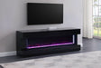 Vallerie 71" TV Stand with Visual Flame Box Black - Walo Furniture