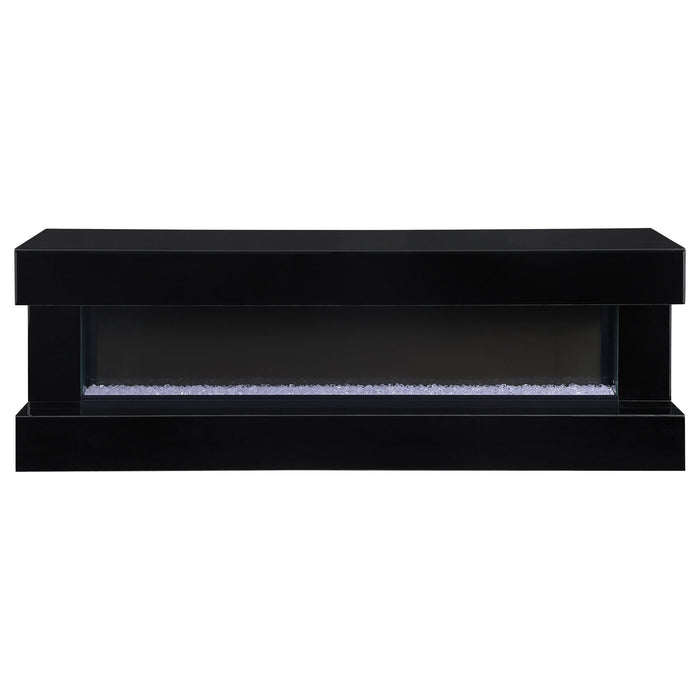 Vallerie 71" TV Stand with Visual Flame Box Black - Walo Furniture