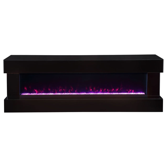 Vallerie 71" TV Stand with Visual Flame Box Black - Walo Furniture