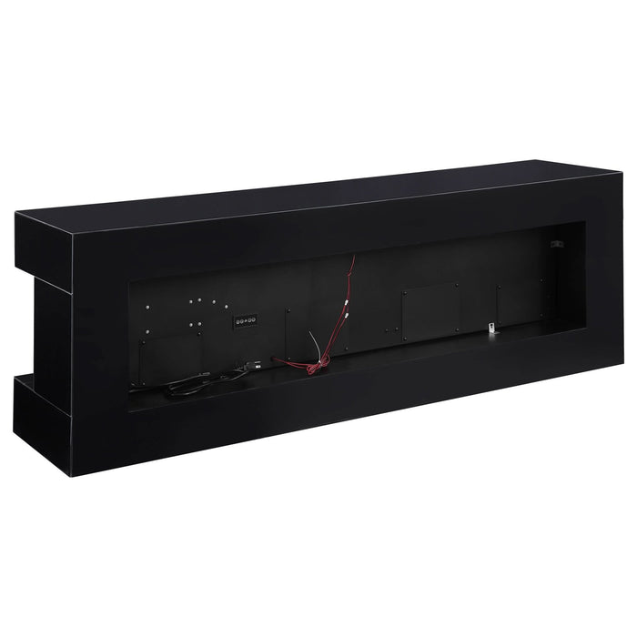 Vallerie 71" TV Stand with Visual Flame Box Black - Walo Furniture