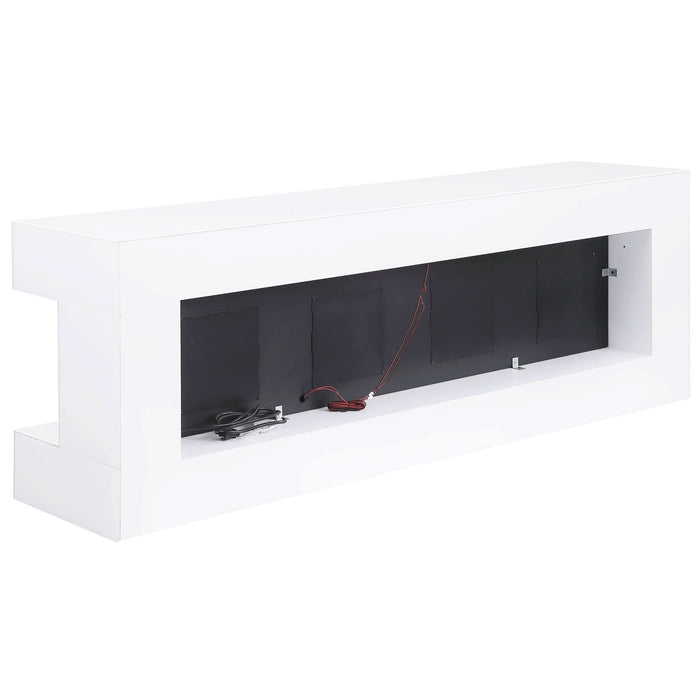 Vallerie 71" TV Stand with Visual Flame Box White - Walo Furniture