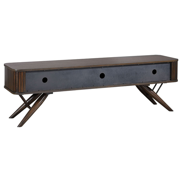 Valna Wood 71" TV Stand with Sliding Doors Walnut - Walo Furniture