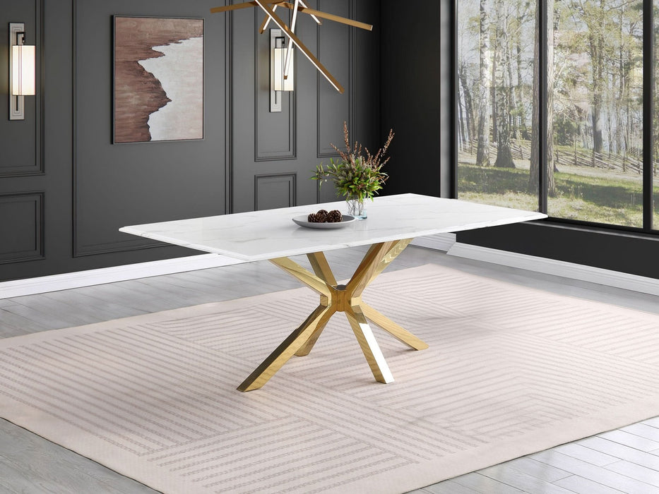 Venera Rectangular 79 - inch Faux Marble Dining Table White - Walo Furniture