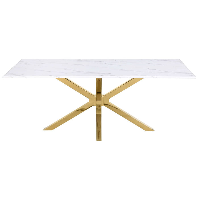 Venera Rectangular 79 - inch Faux Marble Dining Table White - Walo Furniture