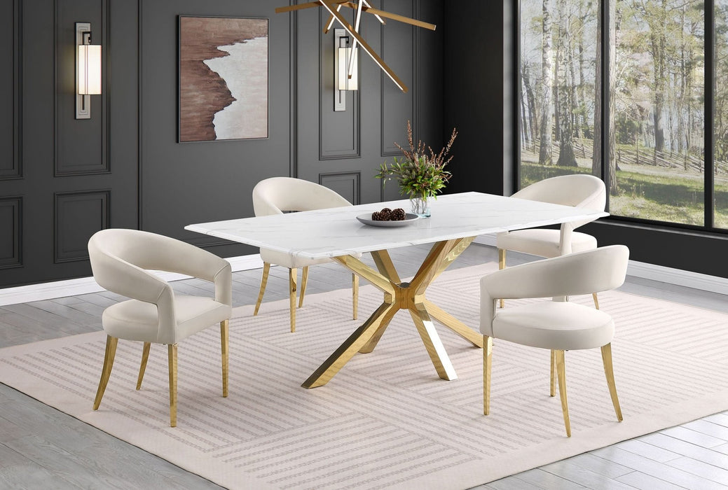 Venera Rectangular 79 - inch Faux Marble Dining Table White - Walo Furniture