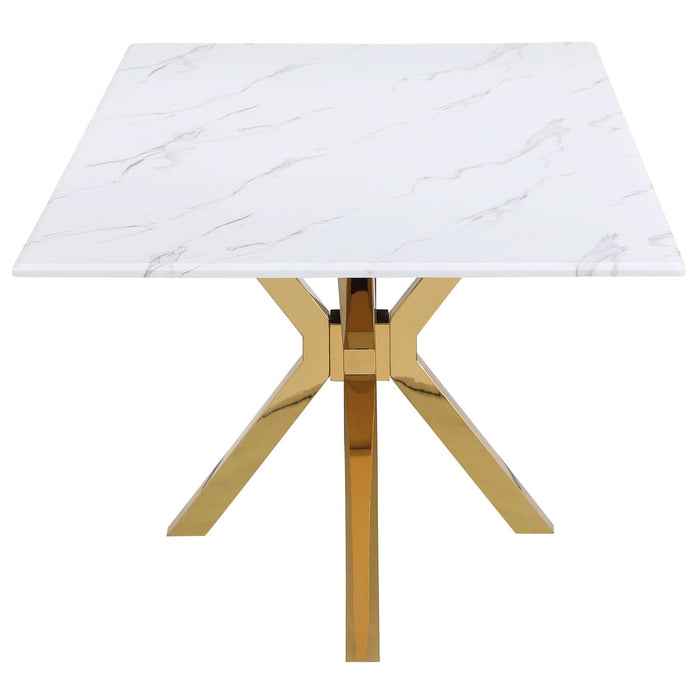 Venera Rectangular 79 - inch Faux Marble Dining Table White - Walo Furniture