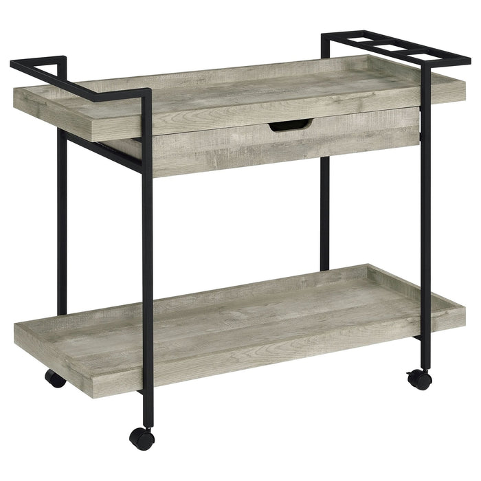 Ventura 1 - drawer Engineered Wood Bar Cart Grey Driftwood - Walo Furniture