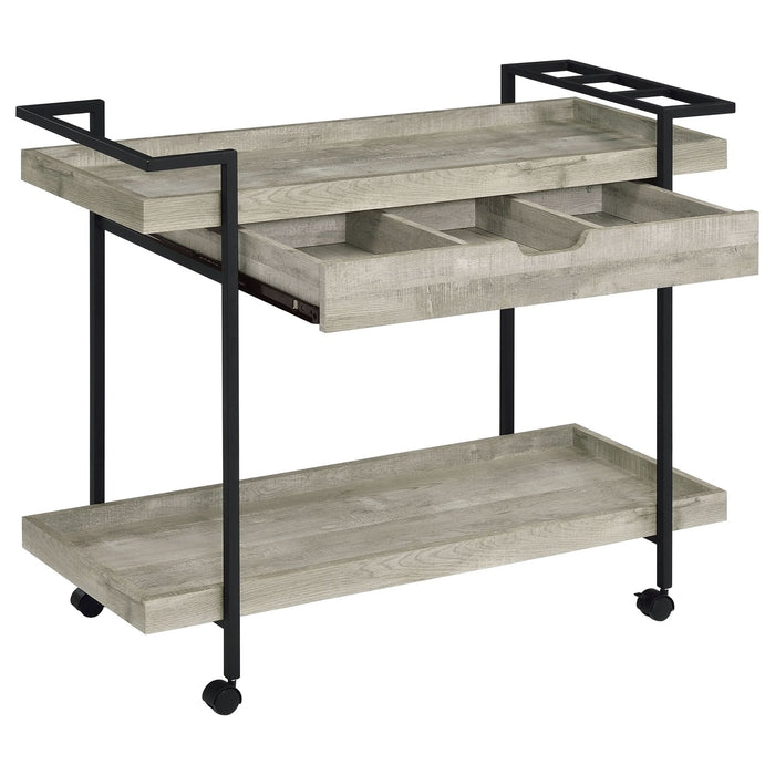 Ventura 1 - drawer Engineered Wood Bar Cart Grey Driftwood - Walo Furniture