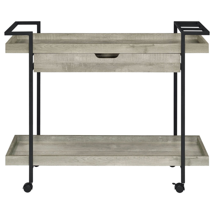 Ventura 1 - drawer Engineered Wood Bar Cart Grey Driftwood - Walo Furniture