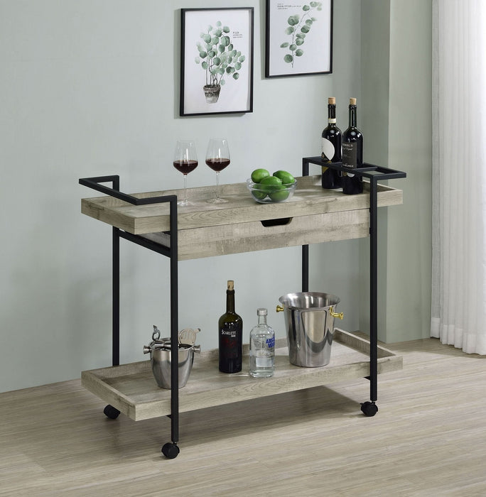 Ventura 1 - drawer Engineered Wood Bar Cart Grey Driftwood - Walo Furniture