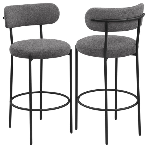 Viola Boucle Upholstered Bar Chair Grey (Set of 2) - Walo Furniture