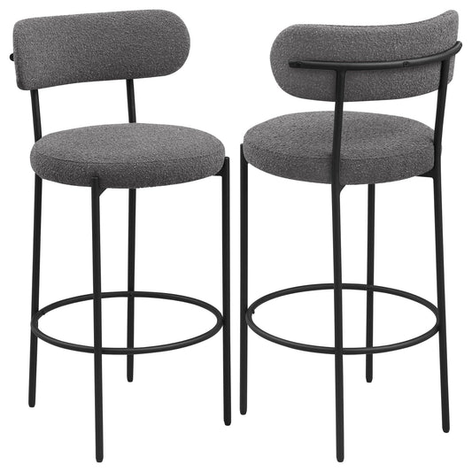 Viola Boucle Upholstered Bar Chair Grey (Set of 2) - Walo Furniture