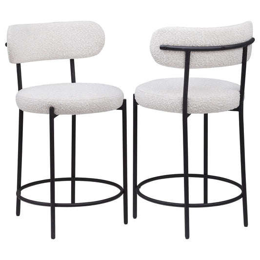 Viola Boucle Upholstered Counter Chair Cream (Set of 2) - Walo Furniture