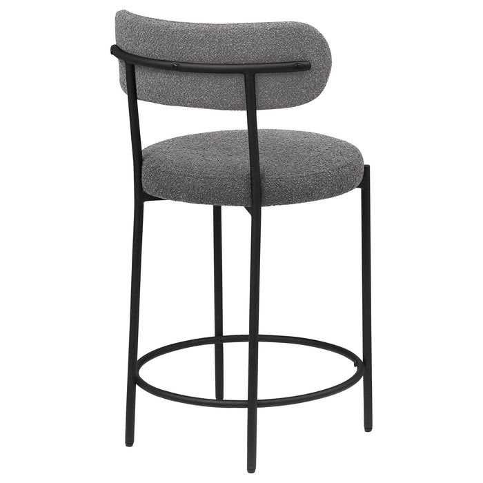 Viola Boucle Upholstered Counter Chair Grey (Set of 2) - Walo Furniture