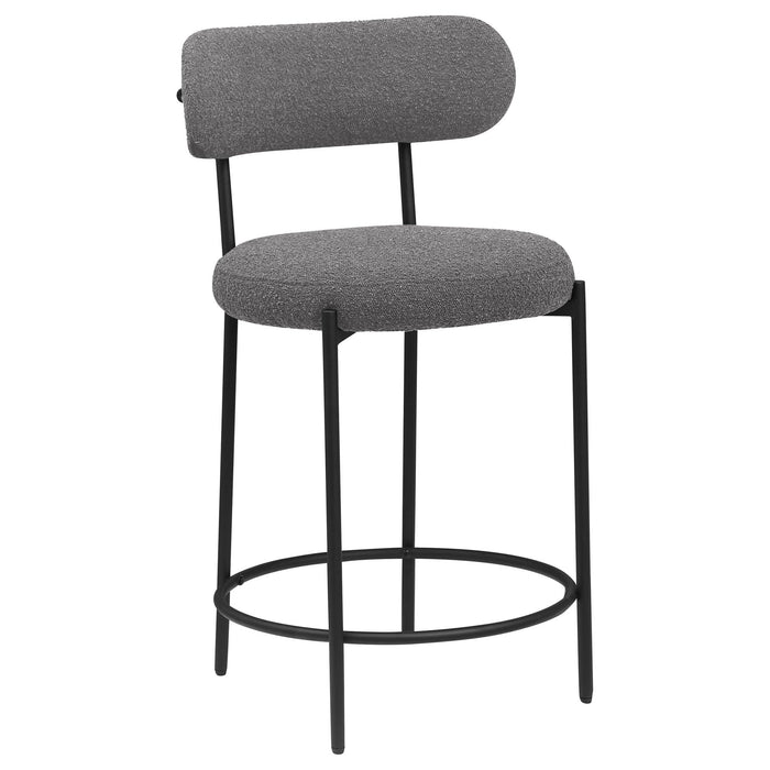 Viola Boucle Upholstered Counter Chair Grey (Set of 2) - Walo Furniture