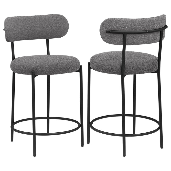 Viola Boucle Upholstered Counter Chair Grey (Set of 2) - Walo Furniture