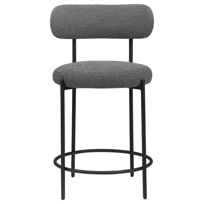 Viola Boucle Upholstered Counter Chair Grey (Set of 2) - Walo Furniture