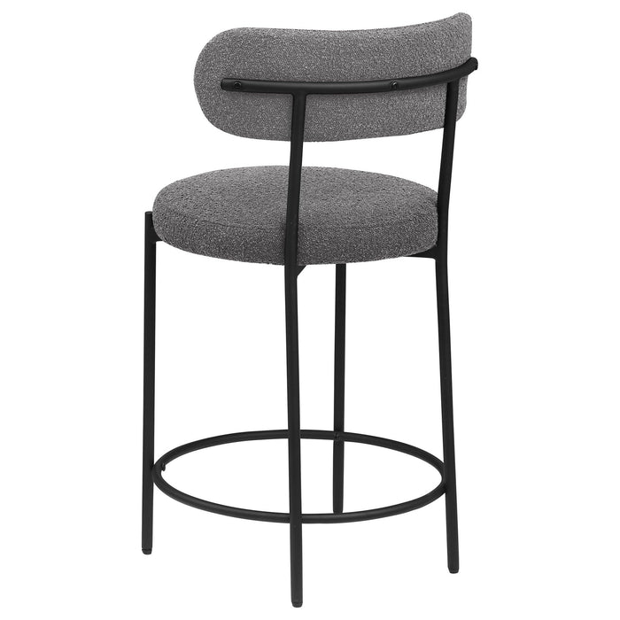 Viola Boucle Upholstered Counter Chair Grey (Set of 2) - Walo Furniture