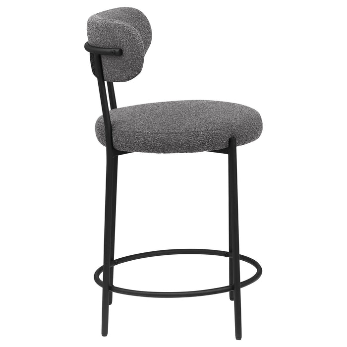 Viola Boucle Upholstered Counter Chair Grey (Set of 2) - Walo Furniture