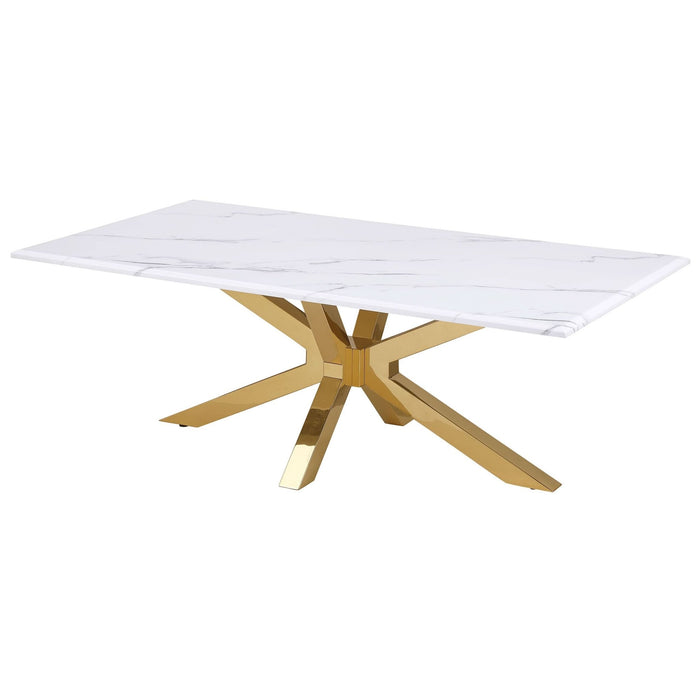 Visalia Faux Marble Top Stainless Steel Coffee Table Gold - Walo Furniture