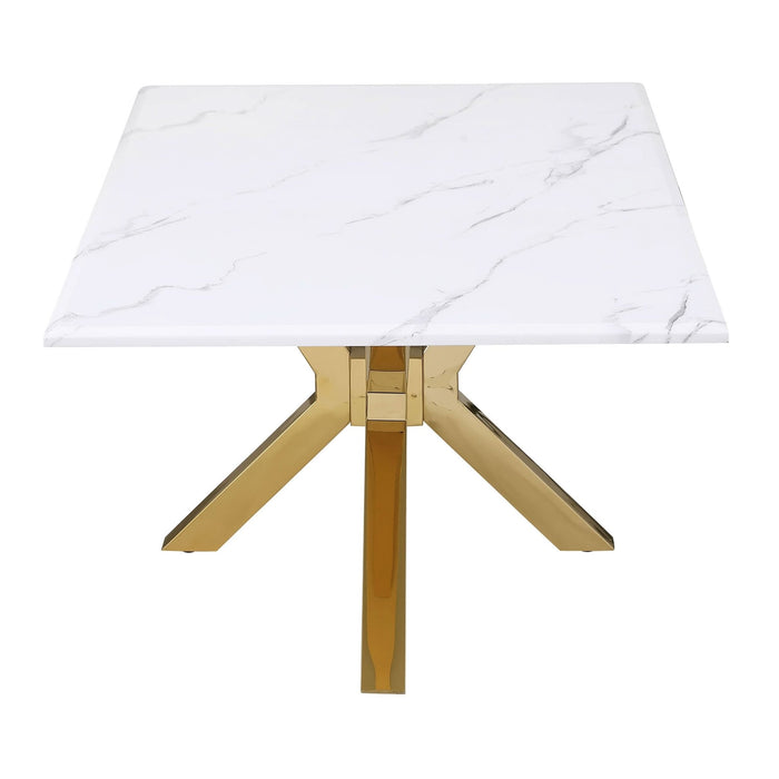 Visalia Faux Marble Top Stainless Steel Coffee Table Gold - Walo Furniture