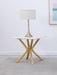 Visalia Faux Marble Top Stainless Steel End Table Gold - Walo Furniture