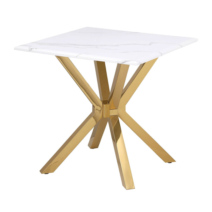 Visalia Faux Marble Top Stainless Steel End Table Gold - Walo Furniture