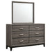 Watson 6 - drawer Dresser with Mirror Grey Oak - Walo Furniture