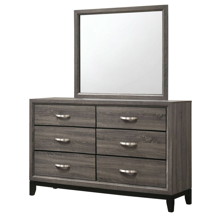 Watson 6 - drawer Dresser with Mirror Grey Oak - Walo Furniture