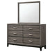 Watson 6 - drawer Dresser with Mirror Grey Oak - Walo Furniture