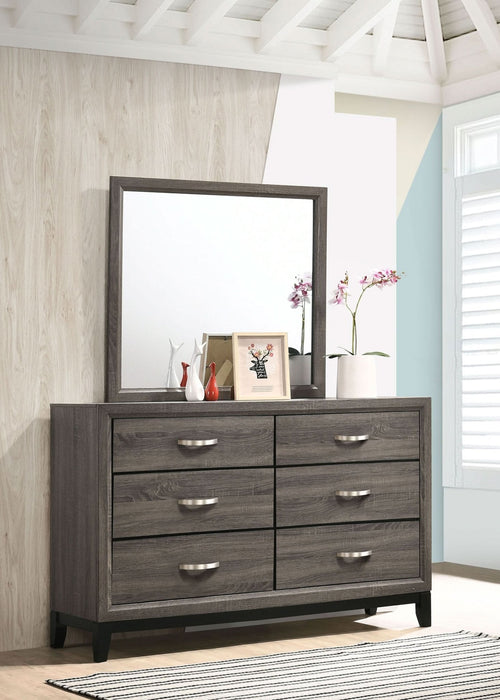 Watson 6 - drawer Dresser with Mirror Grey Oak - Walo Furniture