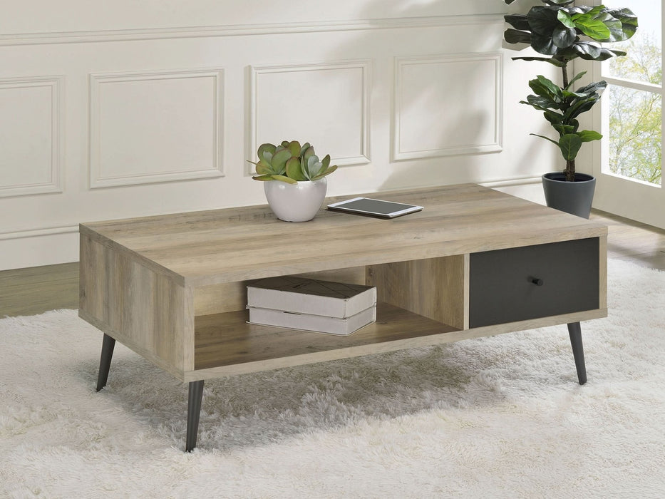 Welsh 1 - drawer Engineered Wood Coffee Table Distressed Pine - Walo Furniture