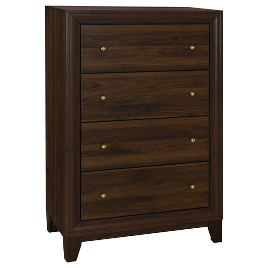 Welsley 4 - drawer Chest of Drawers Walnut - Walo Furniture